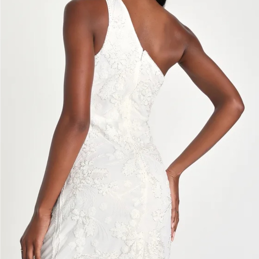Lulu’s “Sparkling Darling” White One-Shoulder Mini Dress - Picture 4 of 5